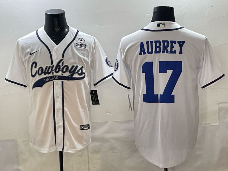 Men 2025 Dallas Cowboys #17 Aubrey white Joint Name Nike Limited NFL Jersey style 06->dallas cowboys->NFL Jersey